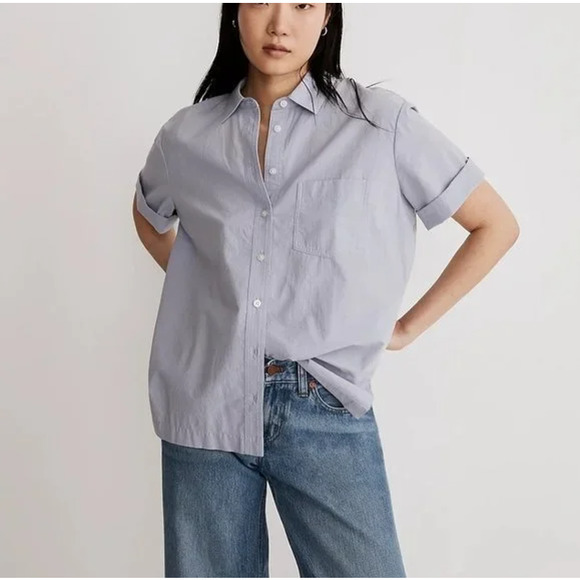 Madewell Tops - Madewell Women's Size S NEW Signature Poplin Short Sleeve Button Down Shirt NWT